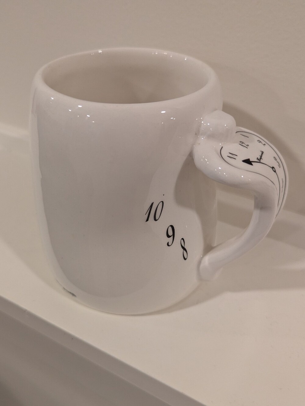 White Ceramic Mug with Clock-Detail Handle - Salvador Dali